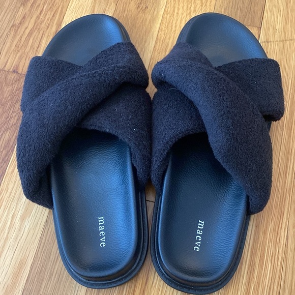 Maeve Women’s Black Criss Cross Slides Size 11 - Picture 2 of 8